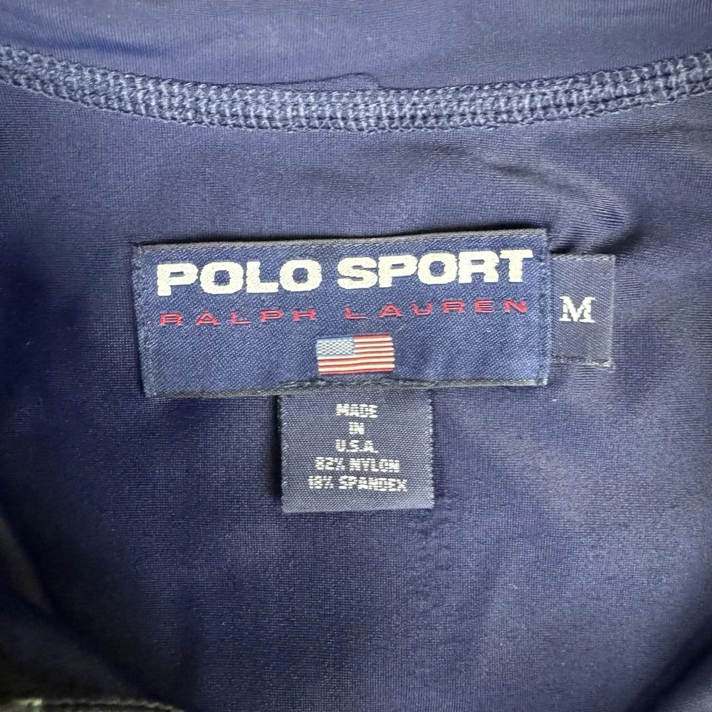 Vintage Ralph Lauren Athletic Polo Sport 1/4 Zip Cycling Style Shirt Made In USA